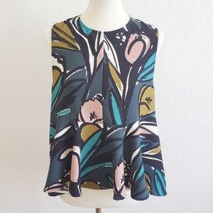 Topshop Tops - TOPSHOP Floral Abstract Peplum Sleeveless Top 8 Topshop Tops - TOPSHOP Floral Abstract Peplum Sleeveless Top 8